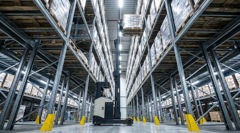 Idea 3: reach trucks and tall racking turn unused height into storage capacity.