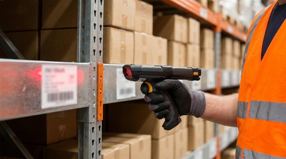 Ideas 5-7 and 14: labeled, barcoded locations make audits and error-free picking possible.