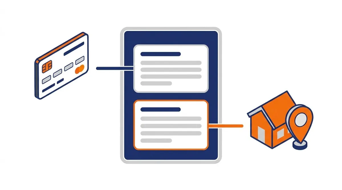 Billing address versus shipping address at checkout: one tied to the payment card, one to the delivery destination